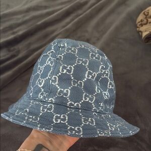Gucci Denim Blue Monogram Bucket Hat